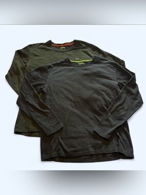 Koppen Sz Large Long Sleeve Marino Blend Base Layer Shirt Lot of 2 Green & Navy